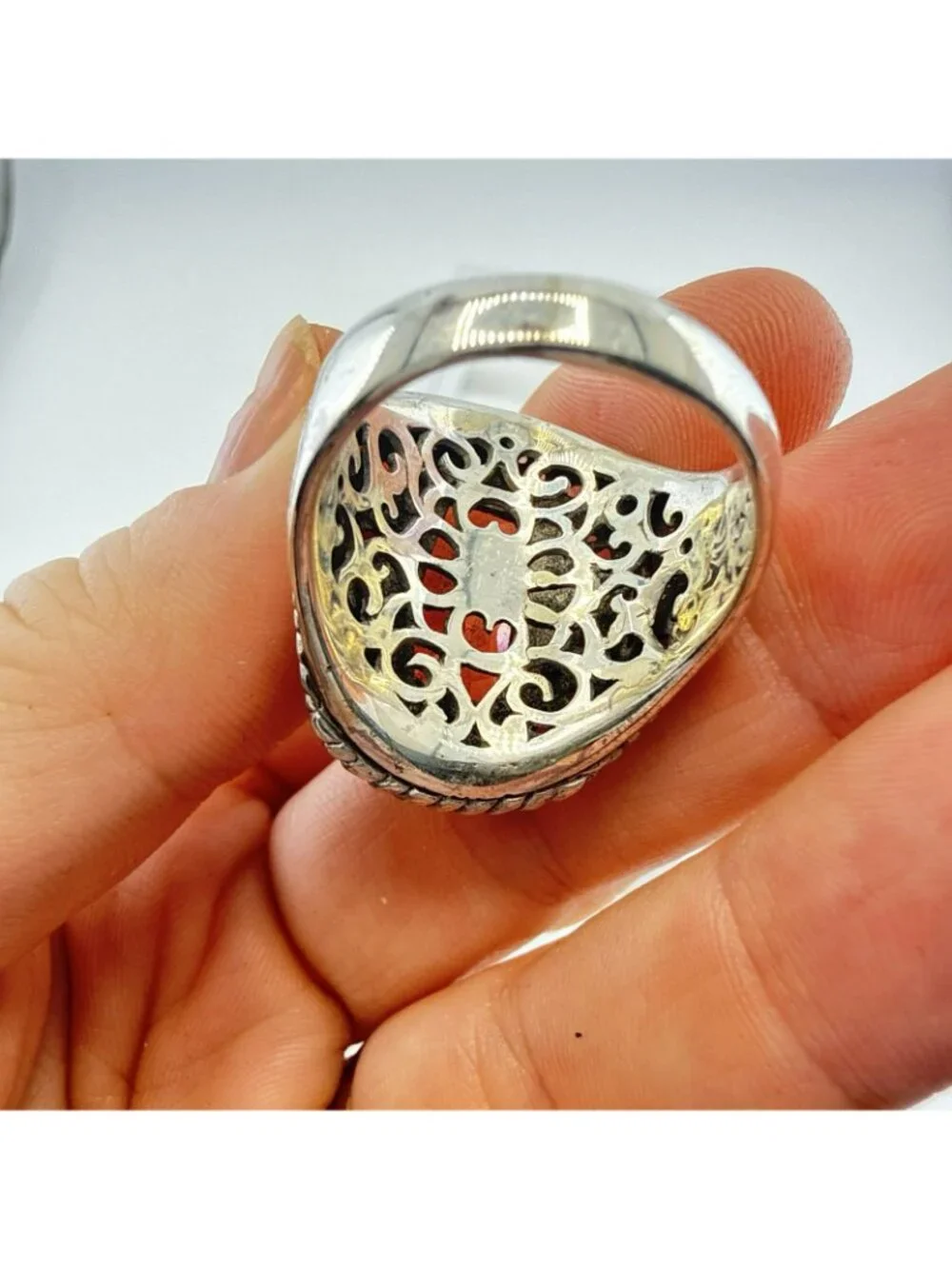 Sarda Sterling Silver Ring Melon Quartz Pebbled Size 10 JTV Caviar Bali 925